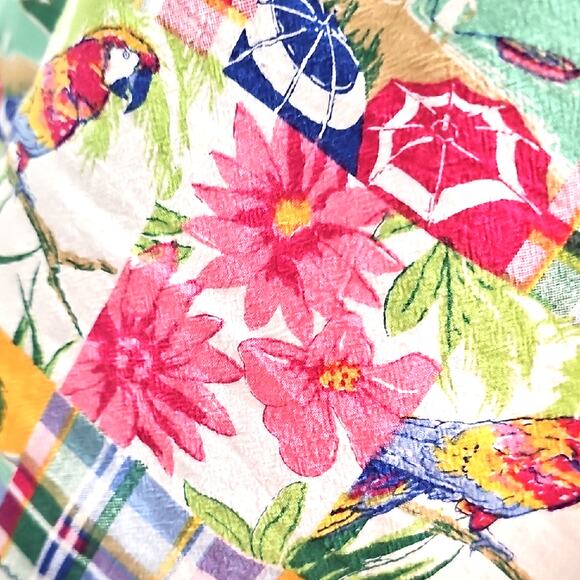 Alfred Dunner Vibrant Tropical Print Cropped and Tied Button Down Women's Top 16 - Picture 6 of 12